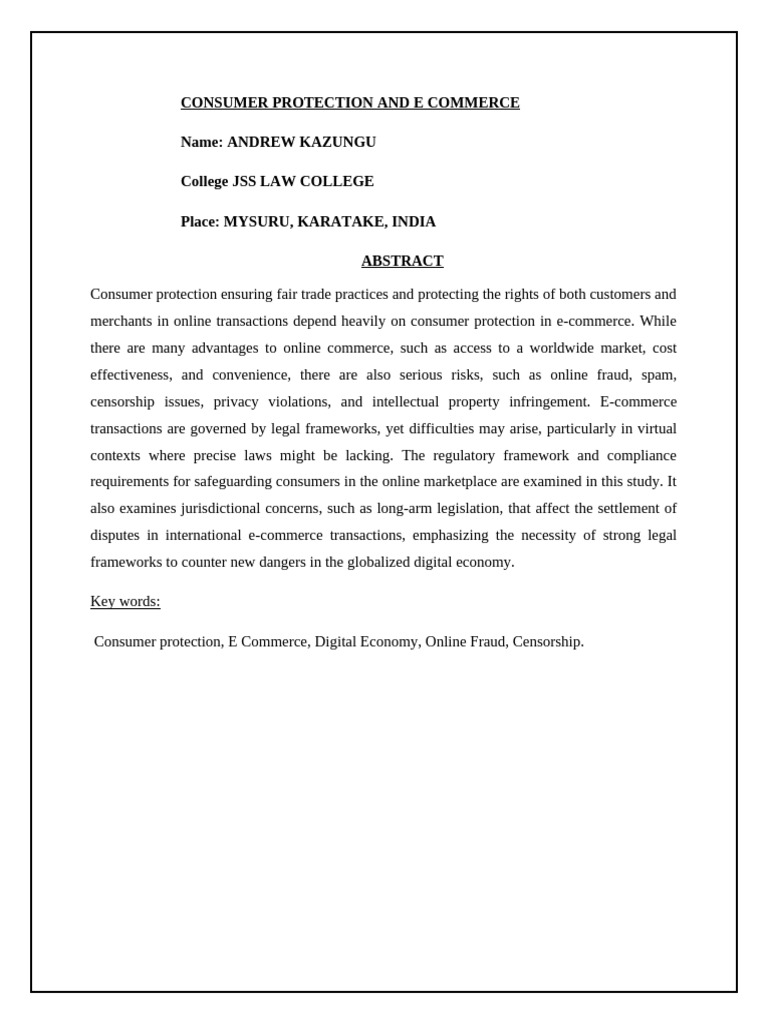 Consumer Protection in E-Commerce India | PDF | E Commerce | Augmented ...