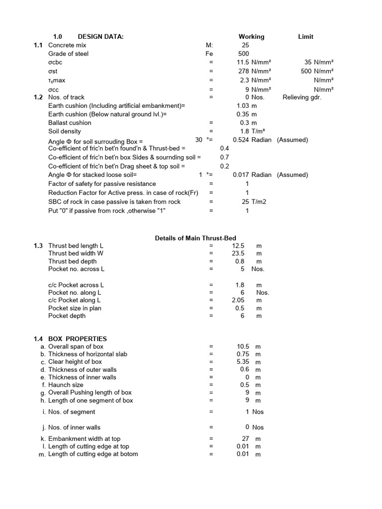Thrust Bed Design and Calculations | PDF | Civil Engineering | Mechanics