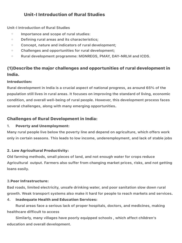 Challenges and Opportunities in Rural Development | PDF | Poverty ...