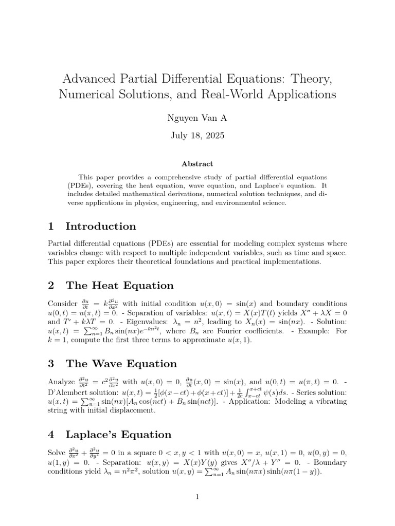 Advanced Partial Differential Equations: Theory, Numerical Solutions ...