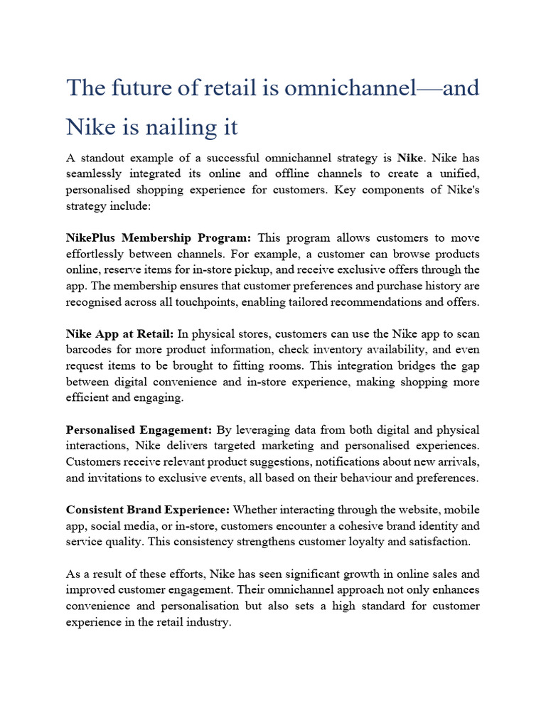 Nike's Successful Omnichannel Strategy | PDF