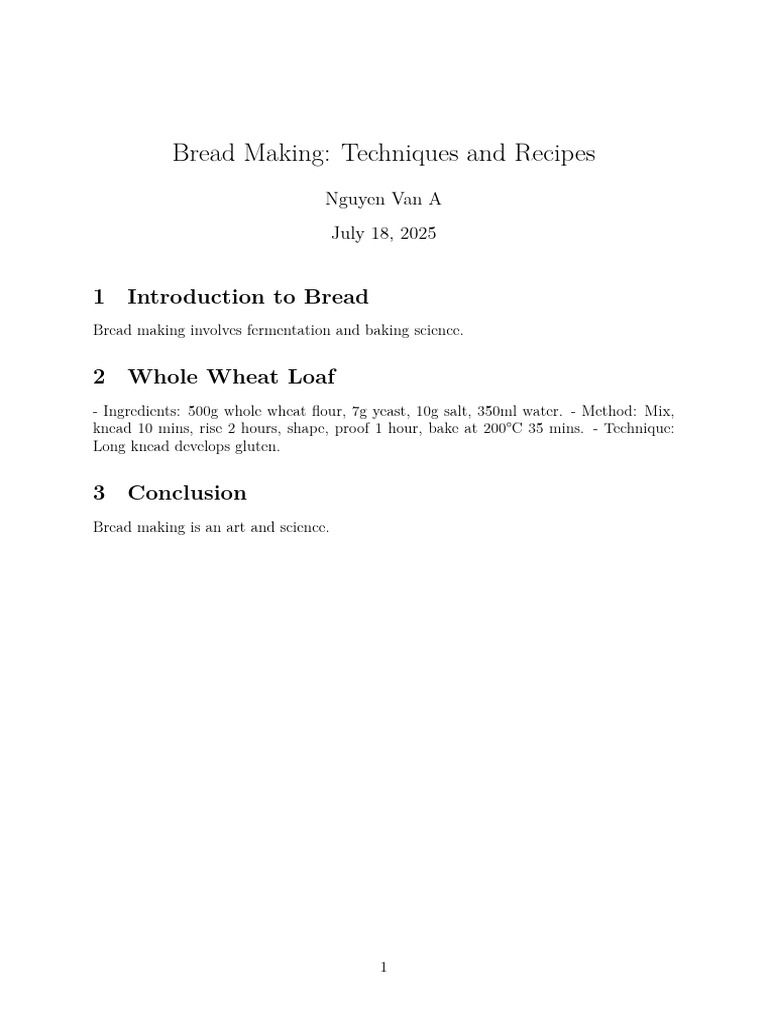 Bread Making: Techniques and Recipes | PDF