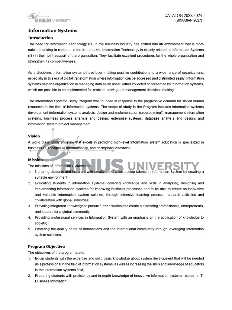 Information Systems Study Program Overview | PDF | Information System ...