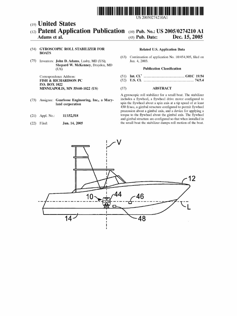 Gyroscopic Roll Stabilizer For Boats | PDF | Gyroscope | Rotation