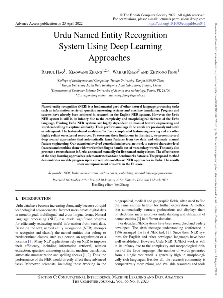 Urdu NER System with Deep Learning | PDF | Deep Learning | Artificial ...