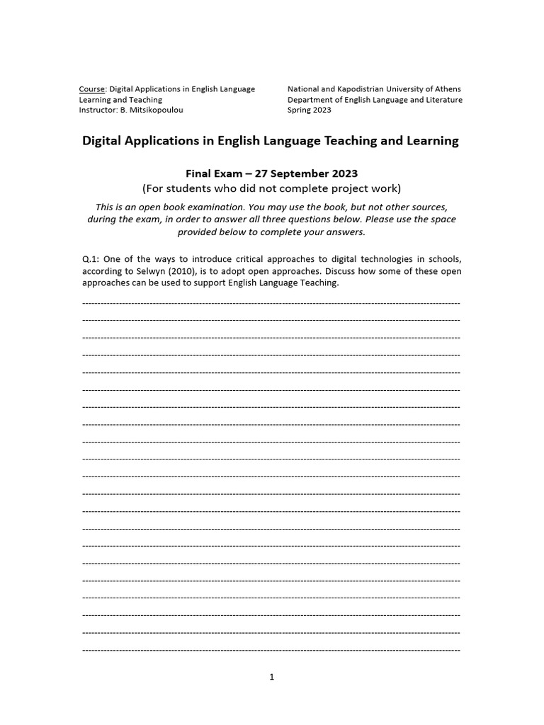 DIGILANG EXAM 27 Sept 2023 | PDF | English As A Second Or Foreign ...