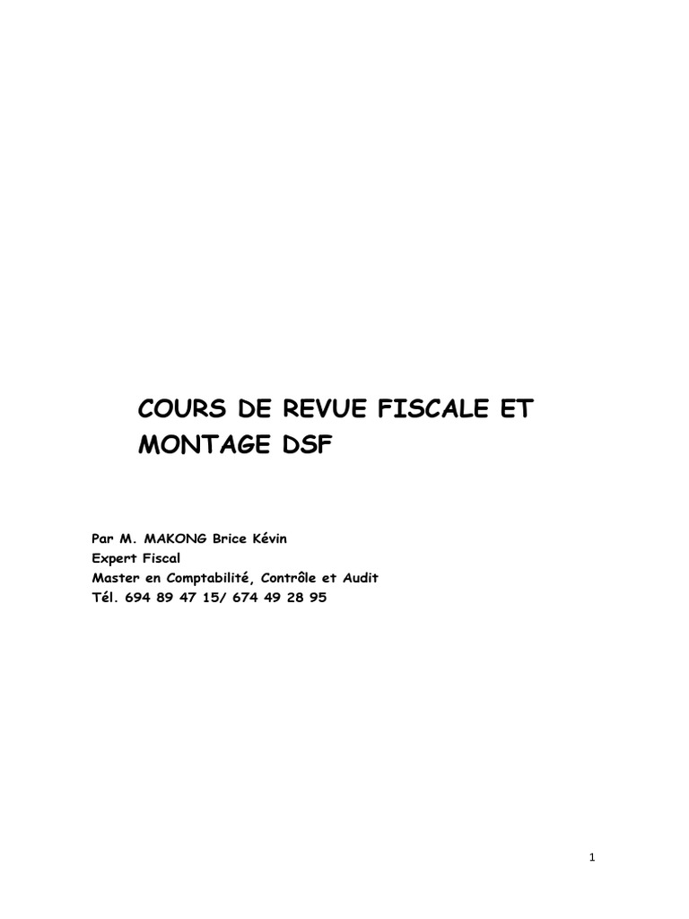 Cours sur le Montage de la DSF | PDF | Dépréciation | Facture