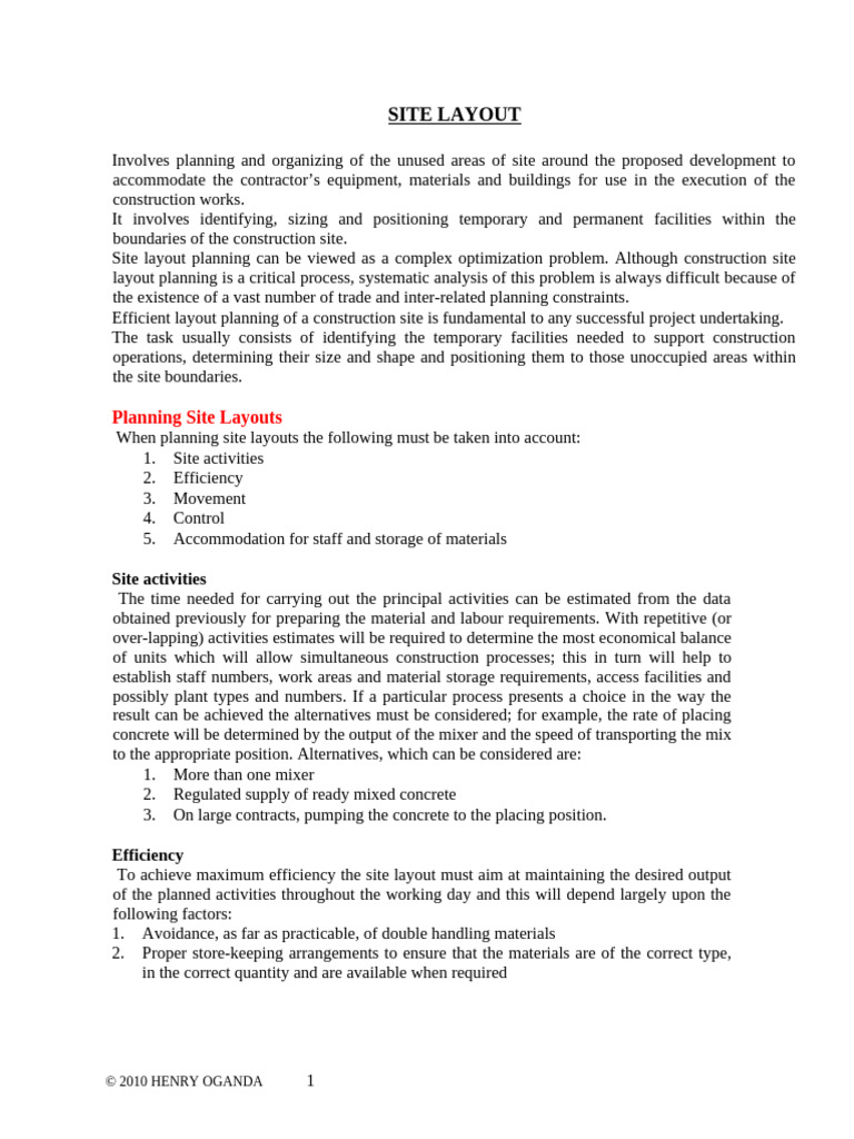 Construction Site Layout Planning Guide | PDF | Concrete | Parking