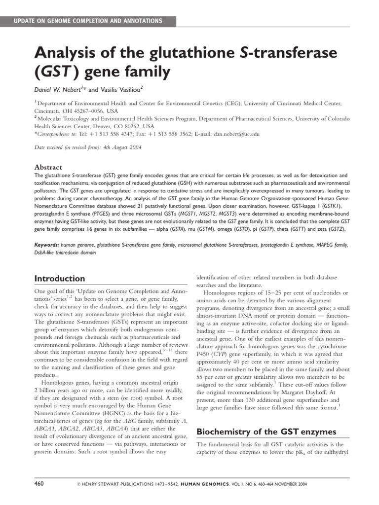 1479 7364 1 6 460 | PDF | Glutathione S Transferase | Cytochrome P450