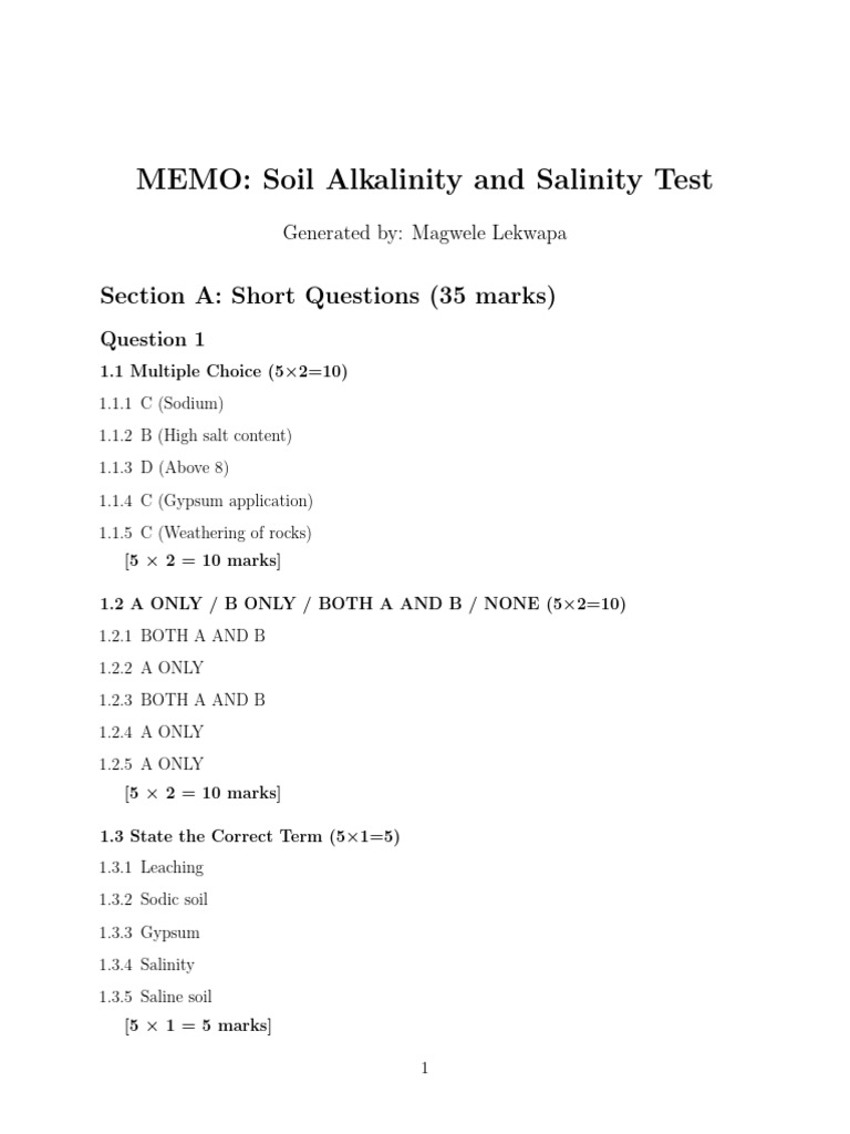 Soil Alkalinity and Salinity Test Guide | PDF