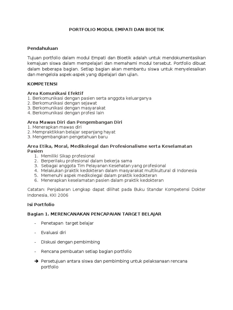 Format Isi Portofolio Panduan Mahasiswa