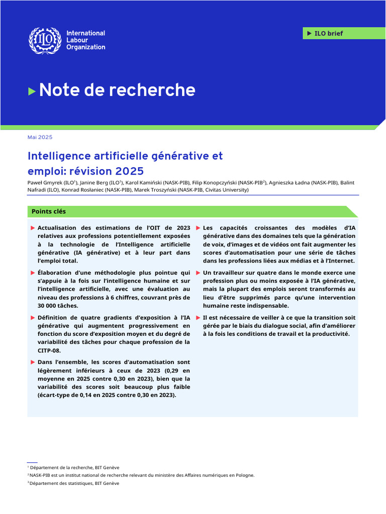 IA générative et emploi : révision 2025 | PDF | Intelligence ...