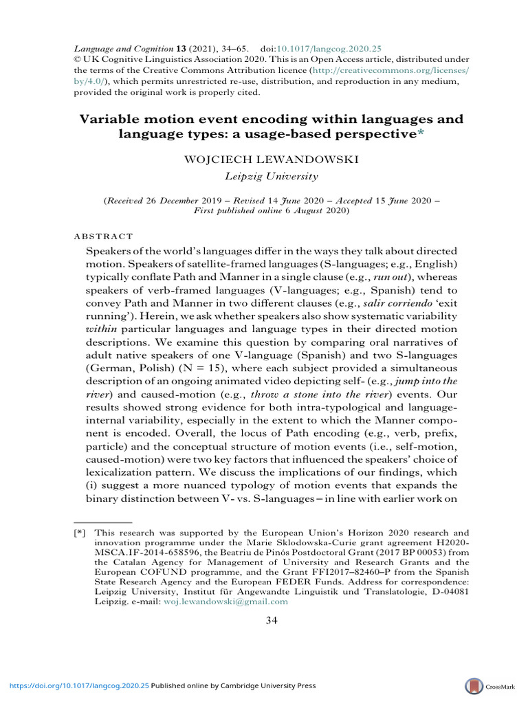 Intra-Typological Variability in Motion Encoding | PDF | Spanish ...