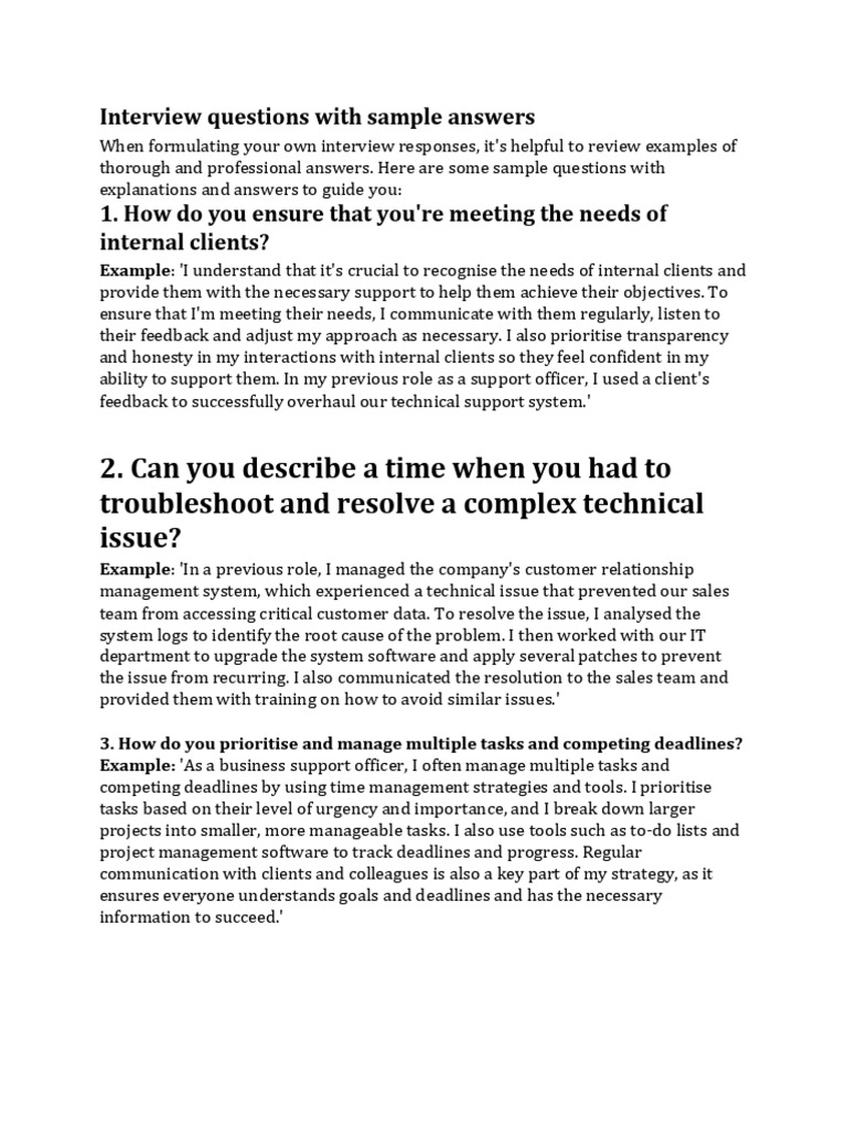 Interview Questions and Sample Answers | PDF