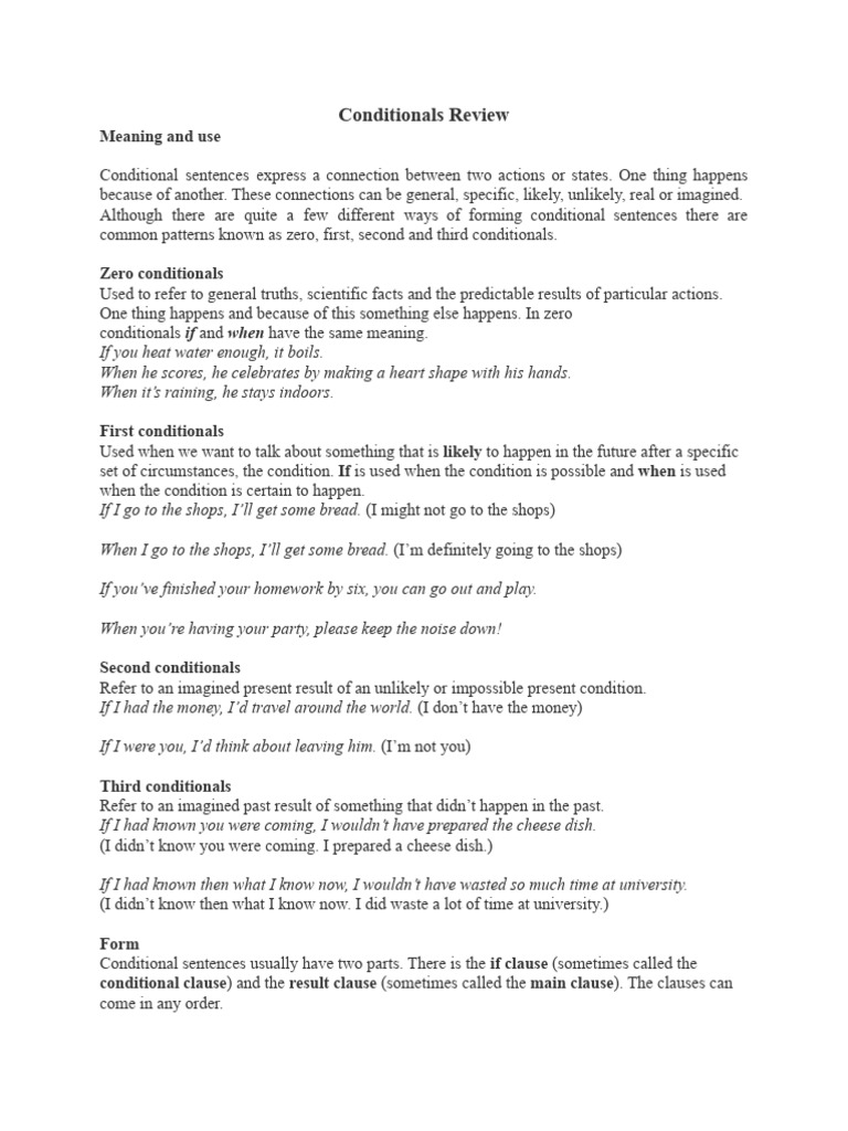 Overview of Conditional Sentences | PDF | Syntax | Linguistics