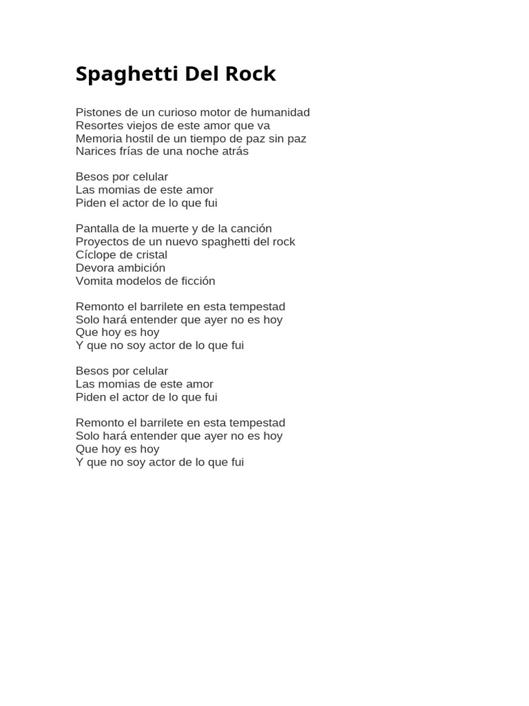 Spaghetti Del Rock - LETRA | PDF