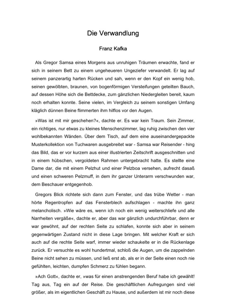 Franz Kafka Die Verwandlung PDF