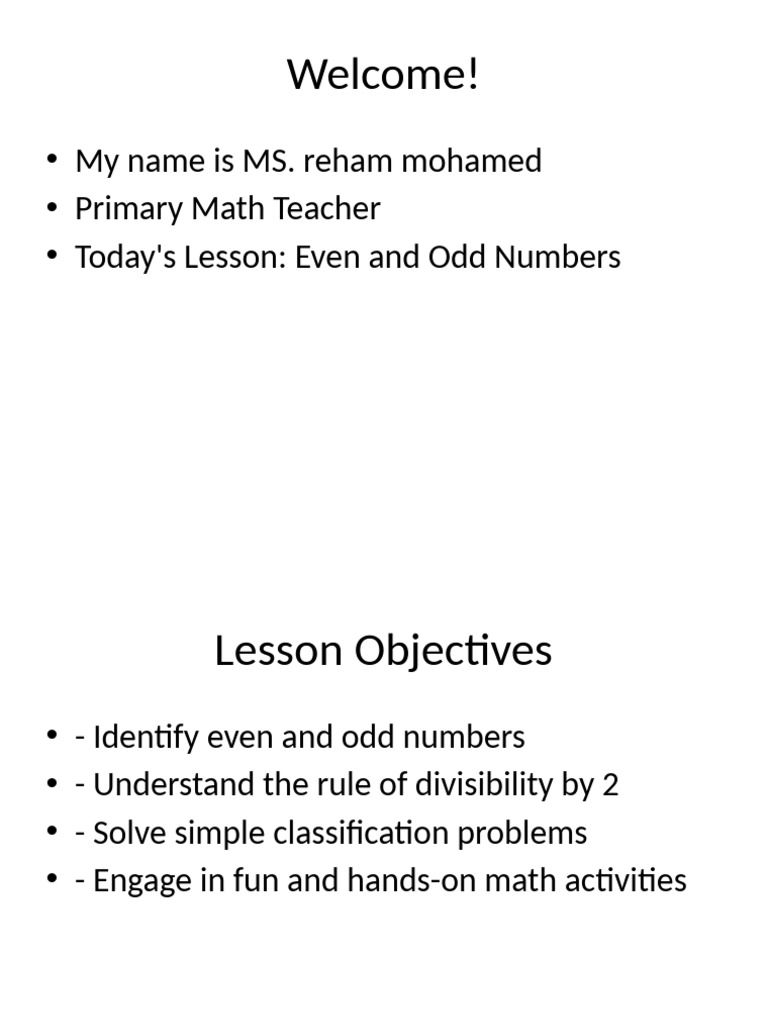 Teaching Even and Odd Numbers | PDF