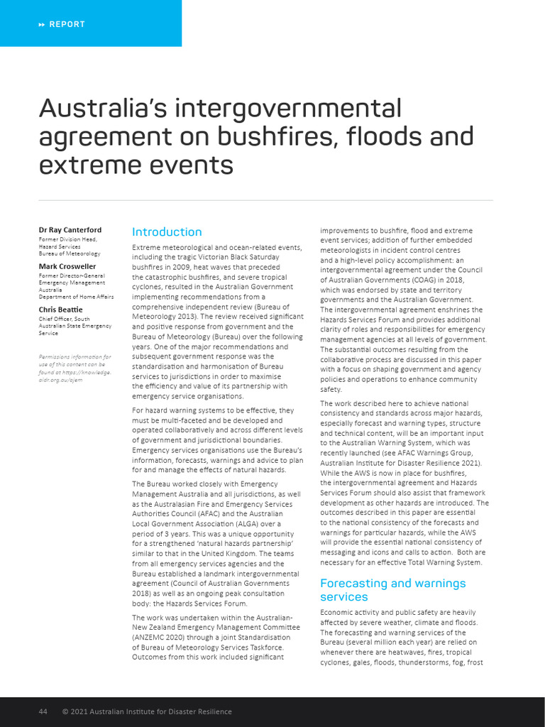 Intergovernmental Agreement on Hazards | PDF | Weather Forecasting ...