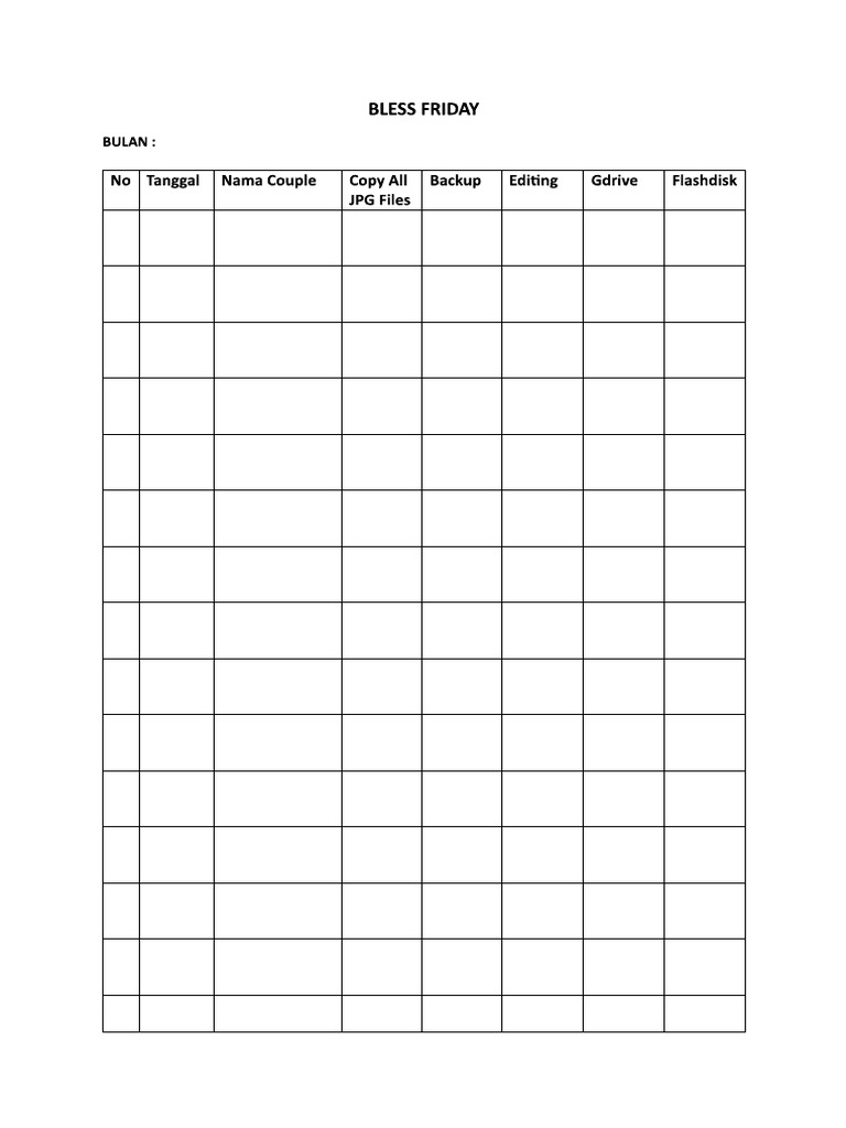 Bless Friday List Editor PDF | PDF