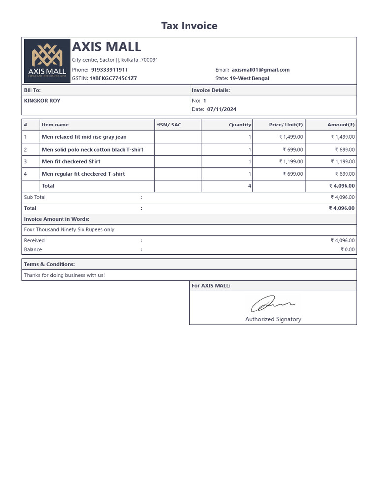 Tax Invoice - 1 - 07 - 11 - 24 | PDF