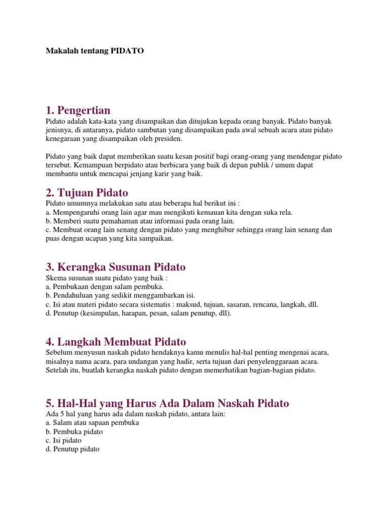 Makalah tentang PIDATO
