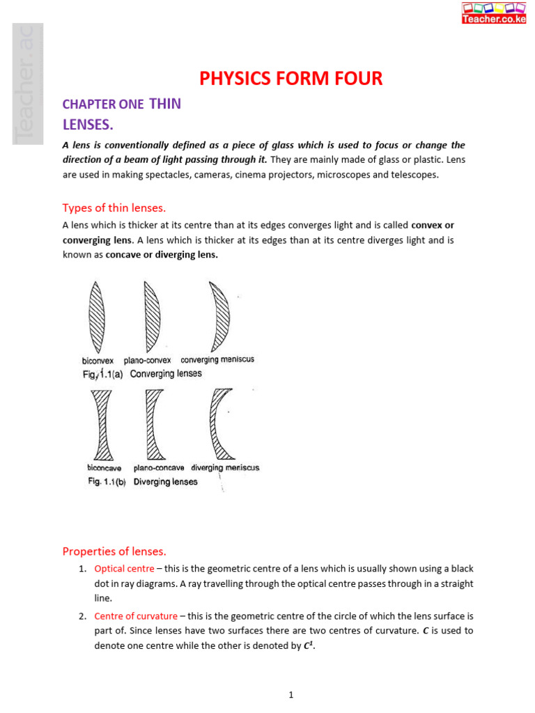 Understanding Thin Lenses in Physics | PDF | Transformer | Inductor