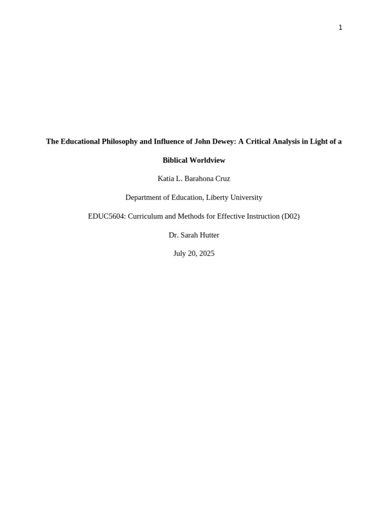 Dewey's Philosophy and Biblical Education | PDF | John Dewey ...