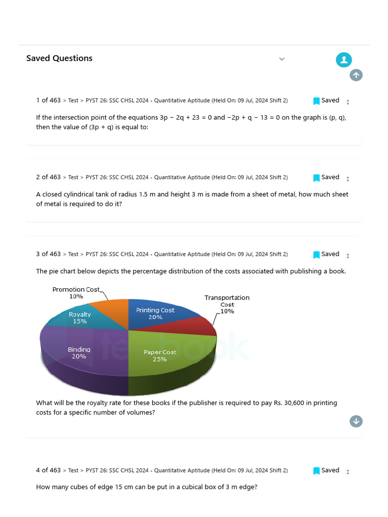 SSC CHSL 2024 Quantitative Aptitude Test | PDF | Circle | Elementary ...