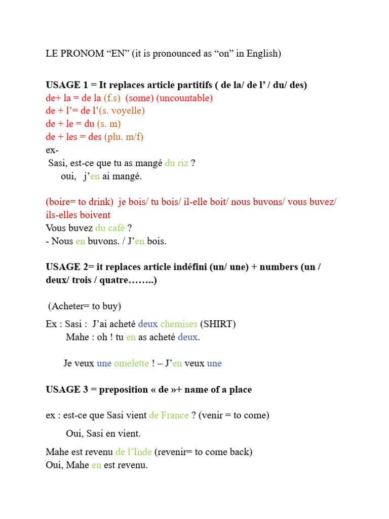 Usage du pronom 
