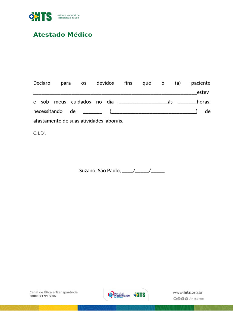Atestado Médico para Afastamento Laboral | PDF