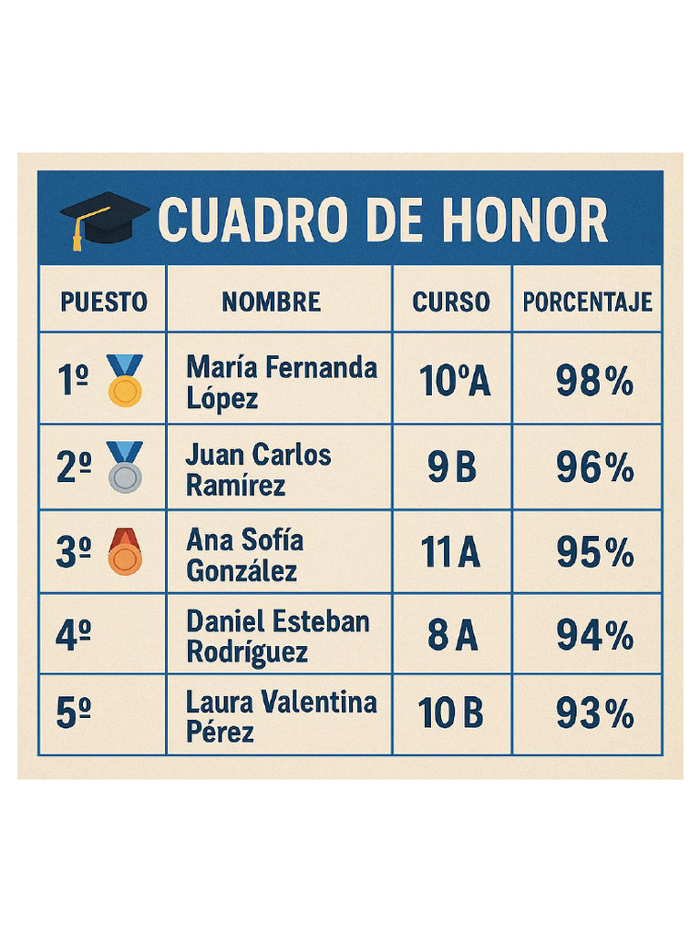Cuadro de Honor PDF | PDF