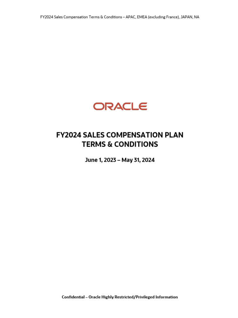FY2024 Oracle Sales Compensation Guide | PDF | Employment | Incentive