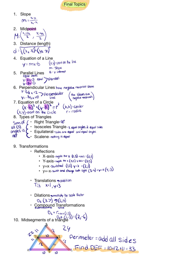 Geometry Concepts and Formulas Guide | PDF | Triangle | Circle