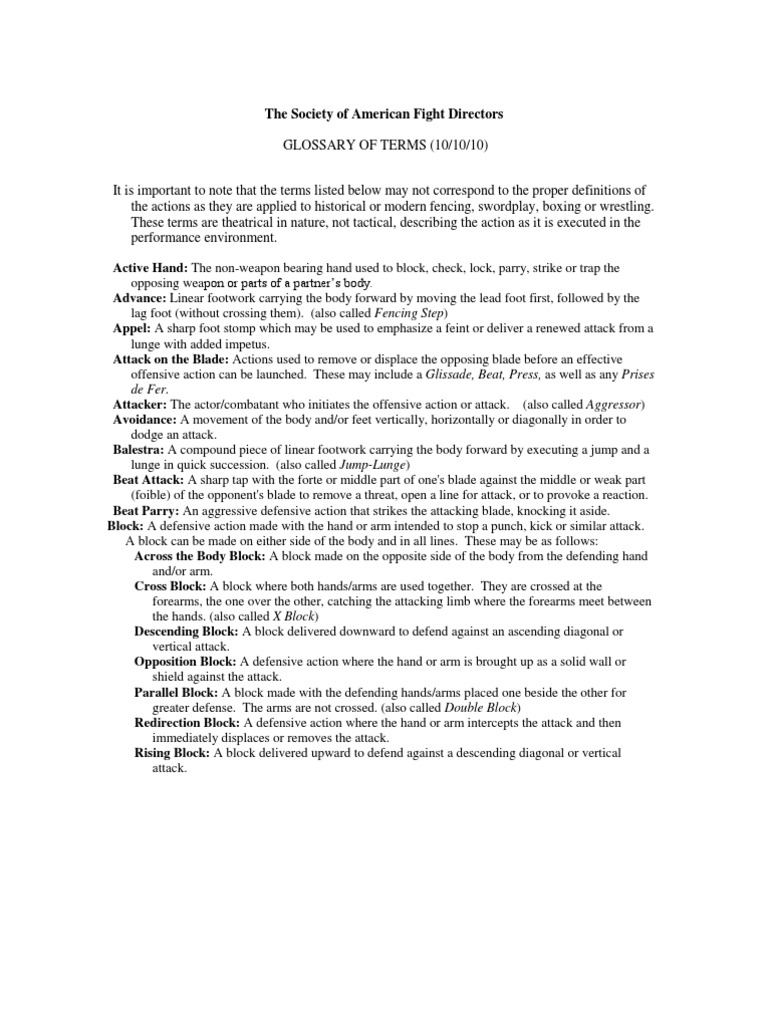 Glossary of Terms PDF Individual Sports Combat