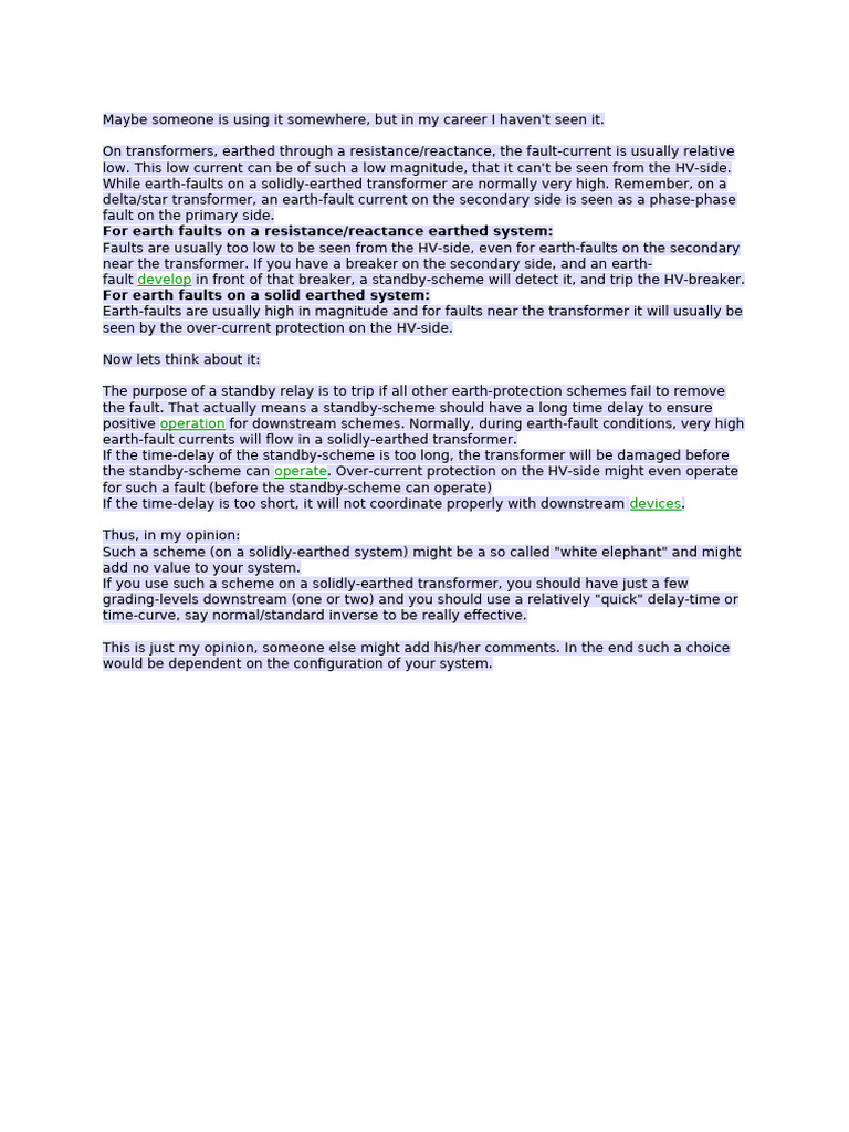 Standby Earth Fault Protection | PDF