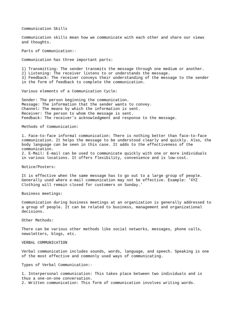 Full Corrected Communication Notes | PDF | Communication | Part Of Speech