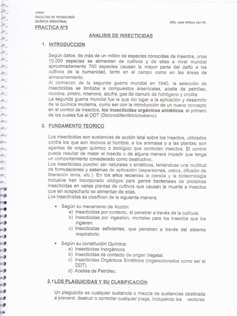 Insecticidas: Tipos y Clasificación | PDF | Ddt | Insecticida