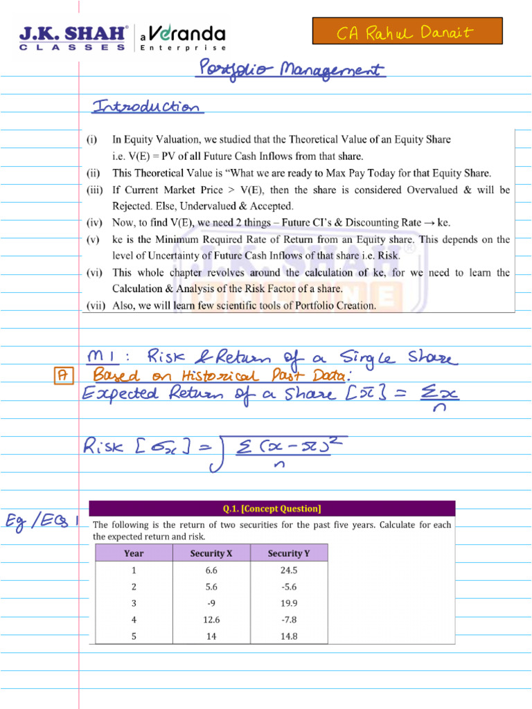 Portfolio Management | PDF | Capital Asset Pricing Model | Investing