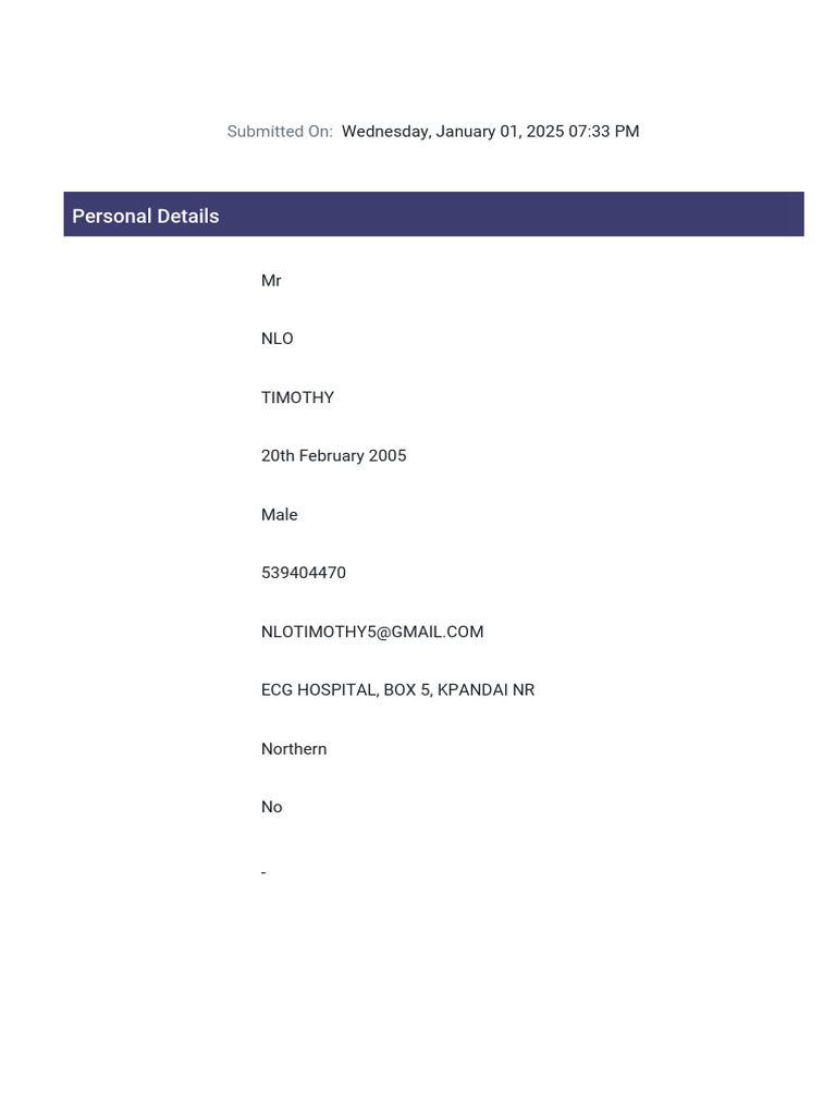 UHAS Undergraduate Application Form | PDF