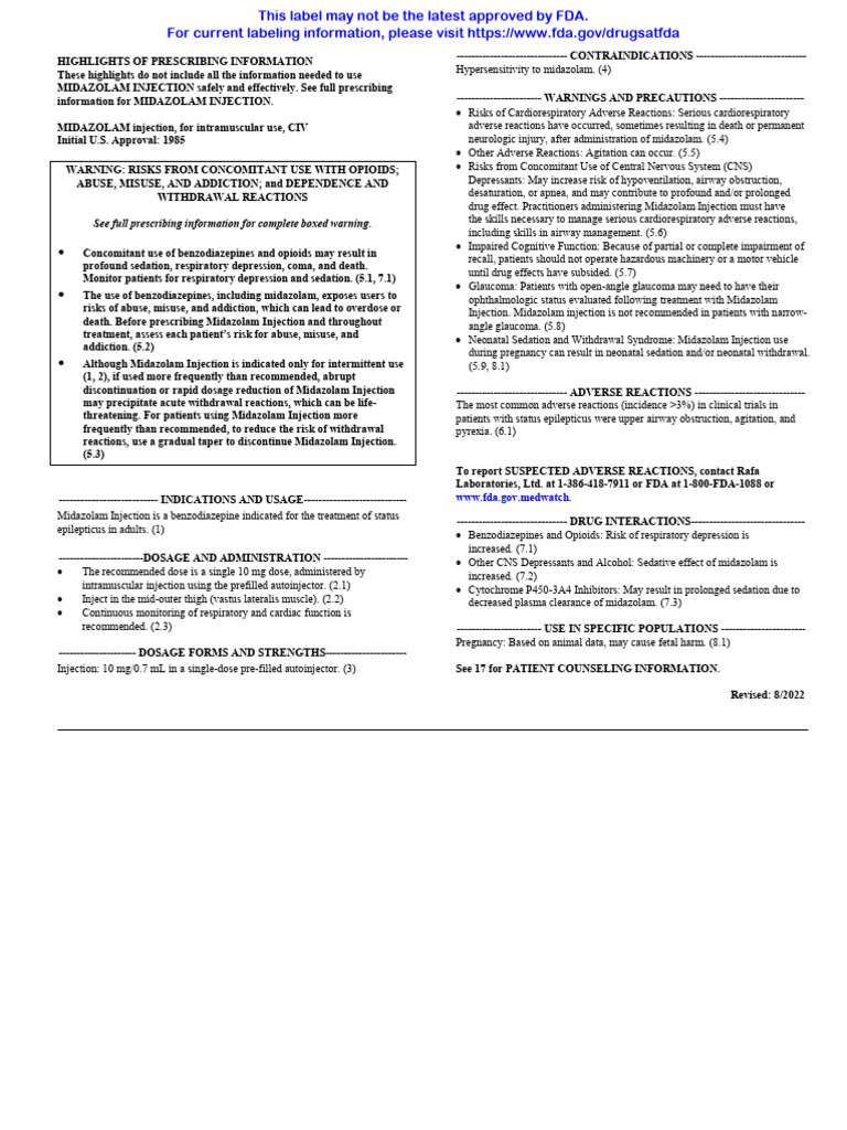 Midazolam Injection | PDF | Midazolam | Benzodiazepine