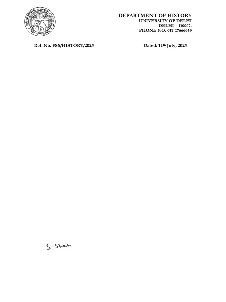 DU Ad-Hoc Panel List for History 2025-26 | PDF