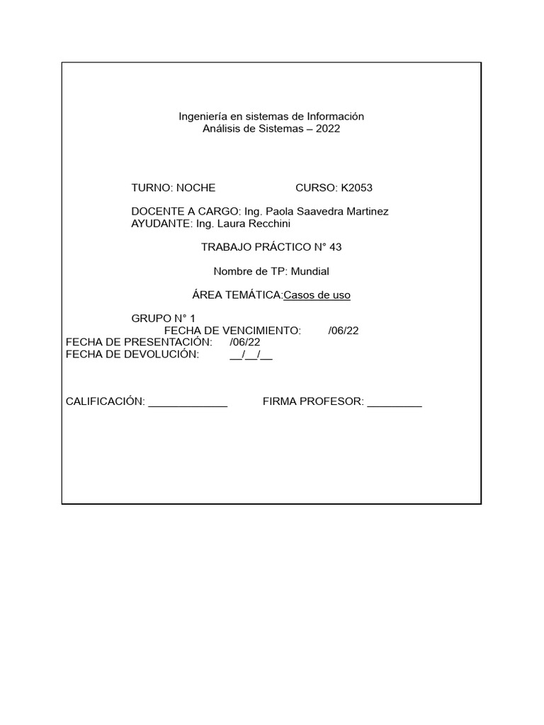 TP 43: Análisis de Casos de Uso Mundial | PDF
