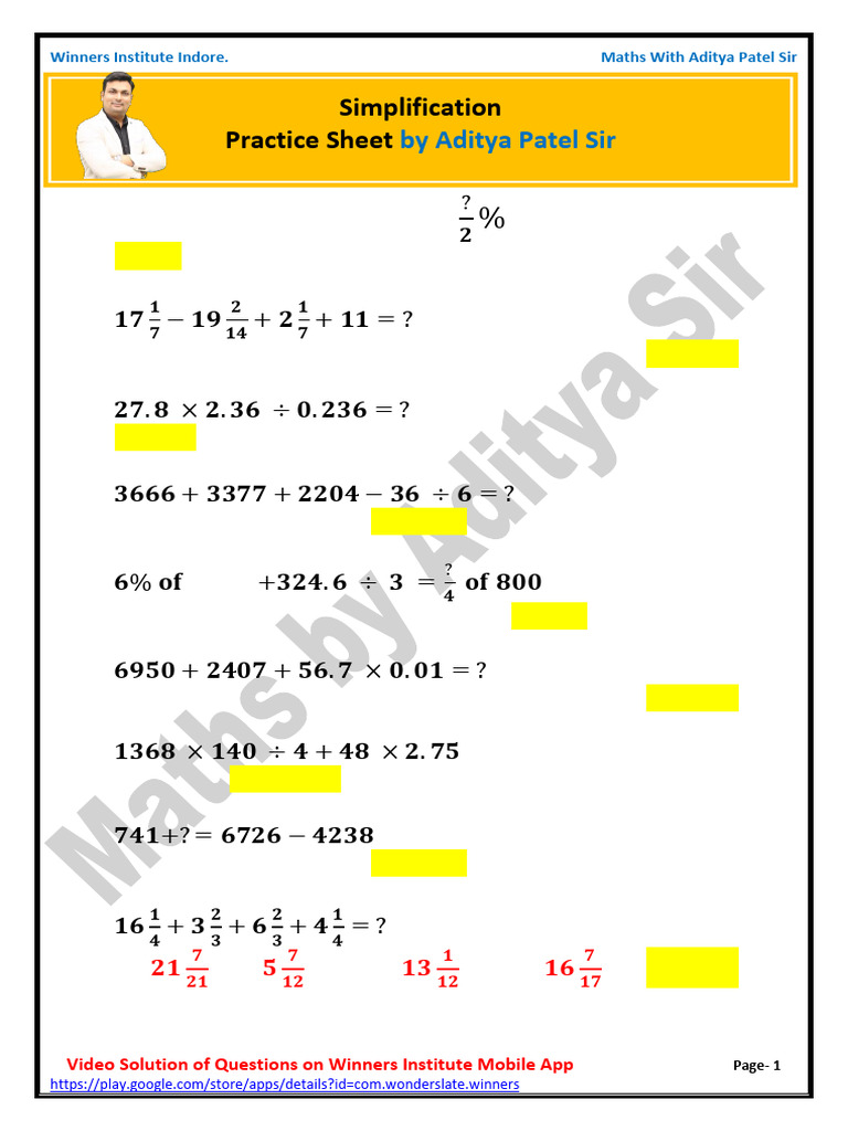 Simplification Practice Sheet | PDF | Chess Theory | Chess Openings