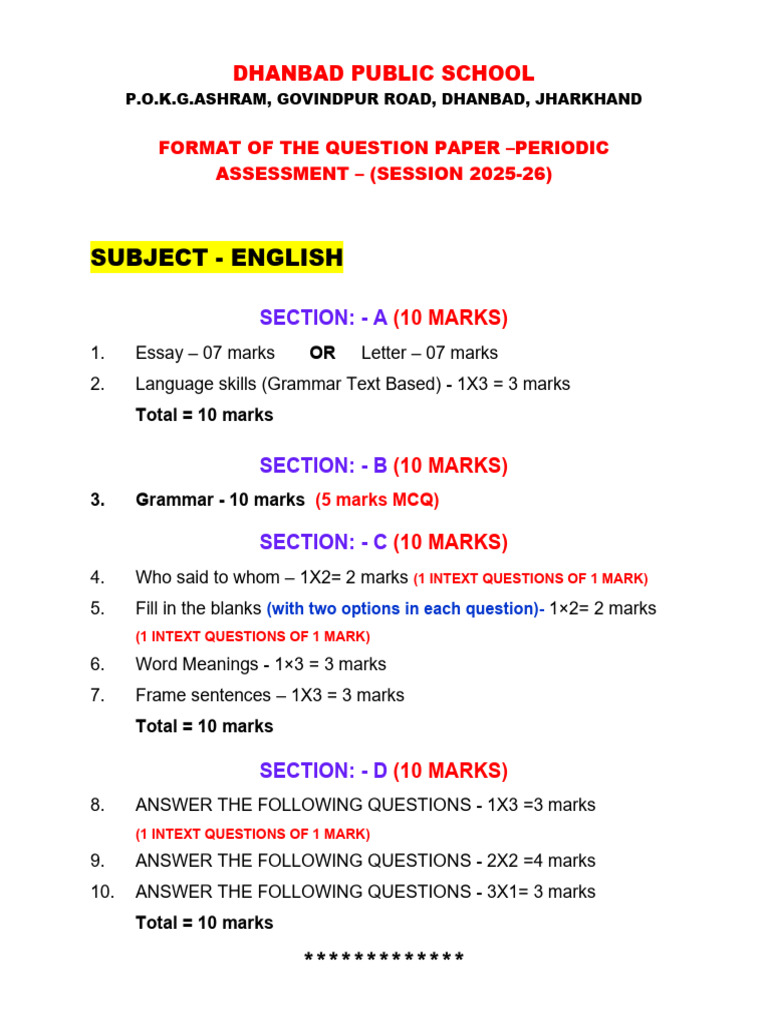 STD III - Format of The Question Paper | PDF | Chess | Linguistics