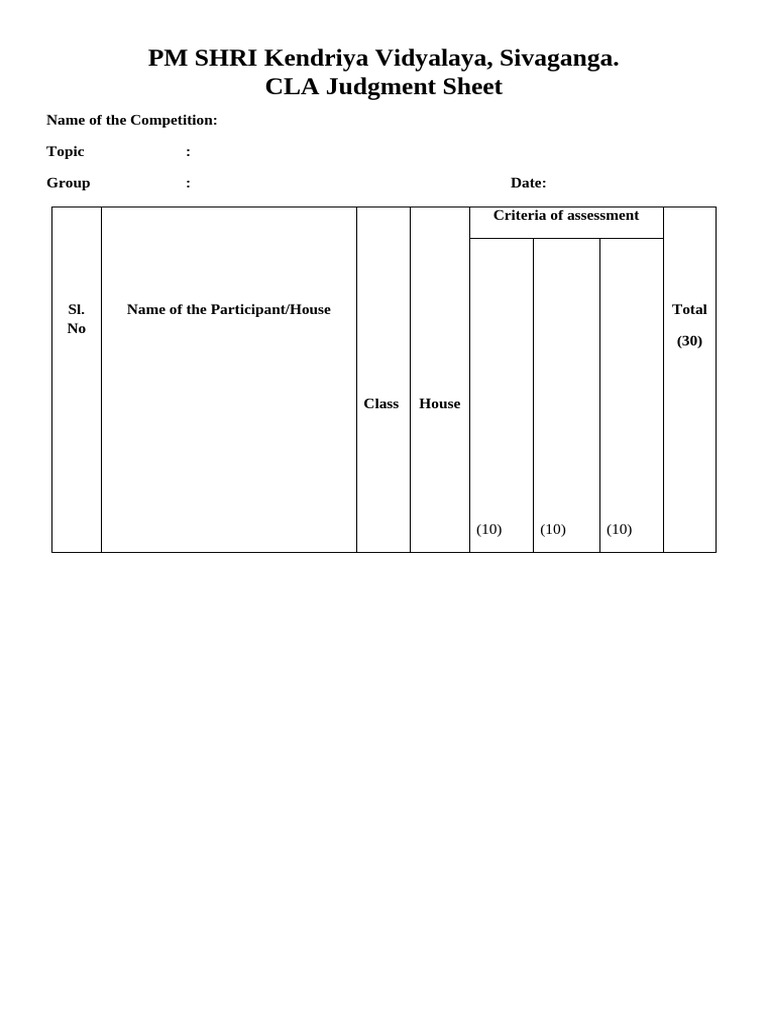 CLA Judgment Sheet for Competition | PDF