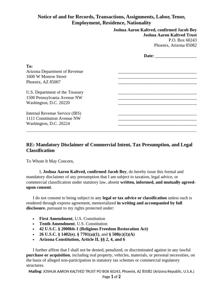Kaltved's Tax and Legal Disclaimer Notice | PDF | Employment | Taxes