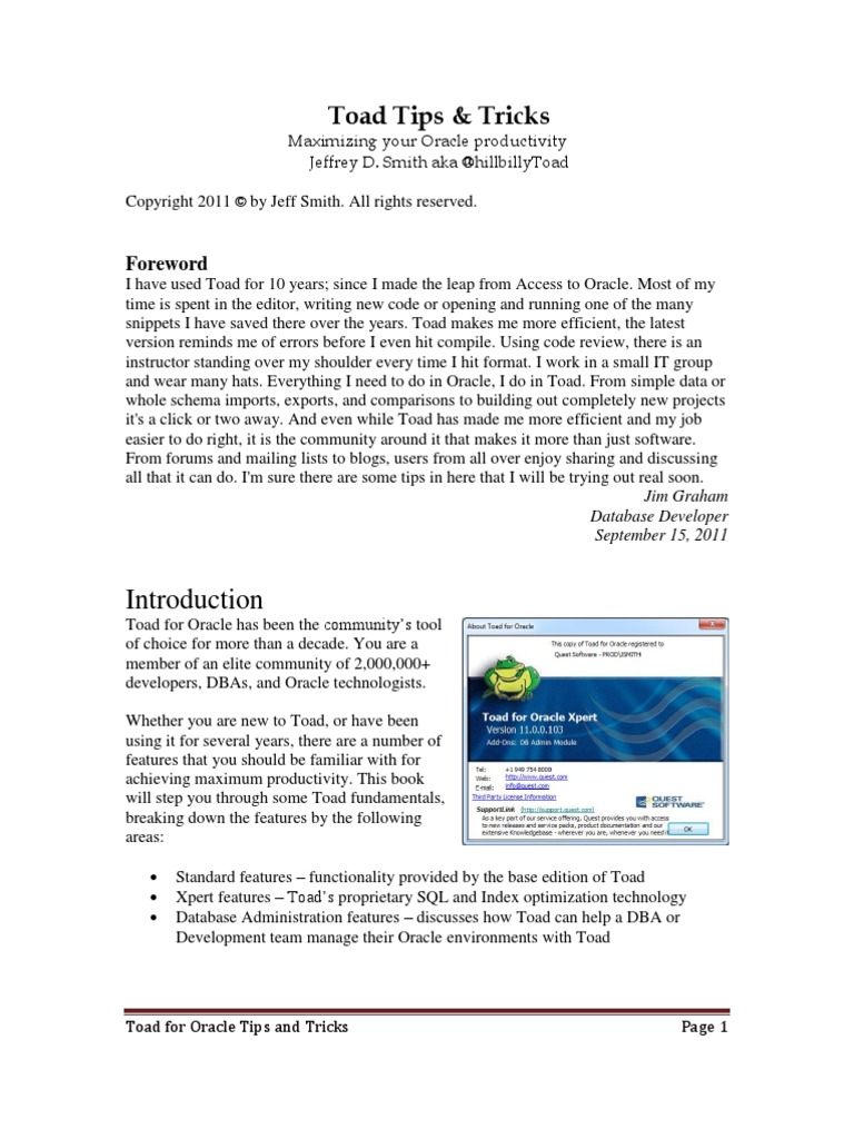 Toad for Oracle Productivity Tips | PDF