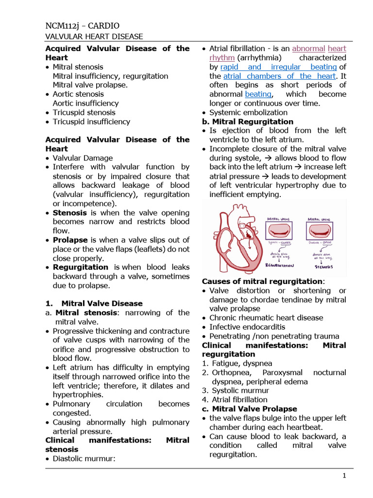 CARDIO - Valvular Disease of The Heart | PDF | Heart Valve | Heart