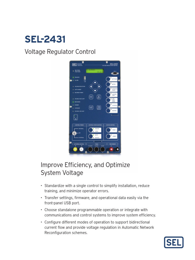 SEL-2431 Voltage Regulator Control Guide | PDF | Electronics | Electricity